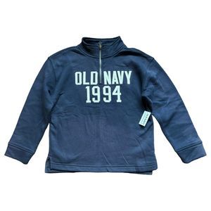 New Old Navy Quarter Zip Pullover Sweatshirt Boys Size M 8 Fleece Blue 1994 Logo